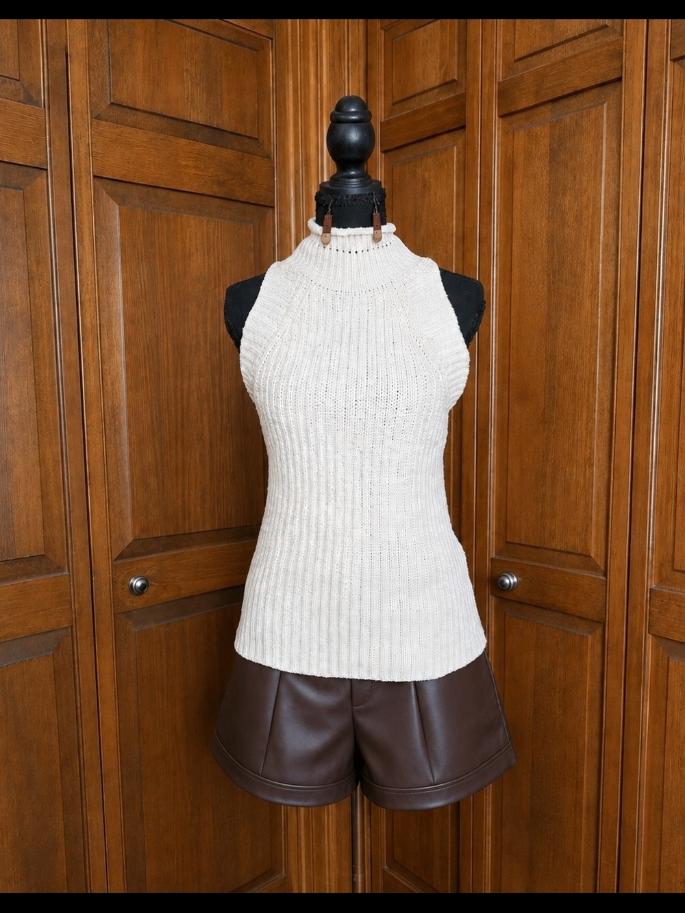 Anthropologie Chunky Cream Knit Halter Sweater Top